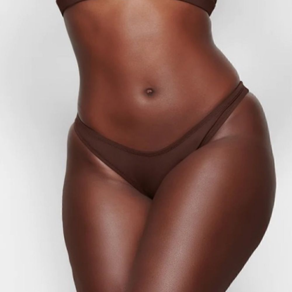 NWT RECYCLED SWIM CHEEKY TANGA BOTTOM NWT COCOA - Picture 3 of 3